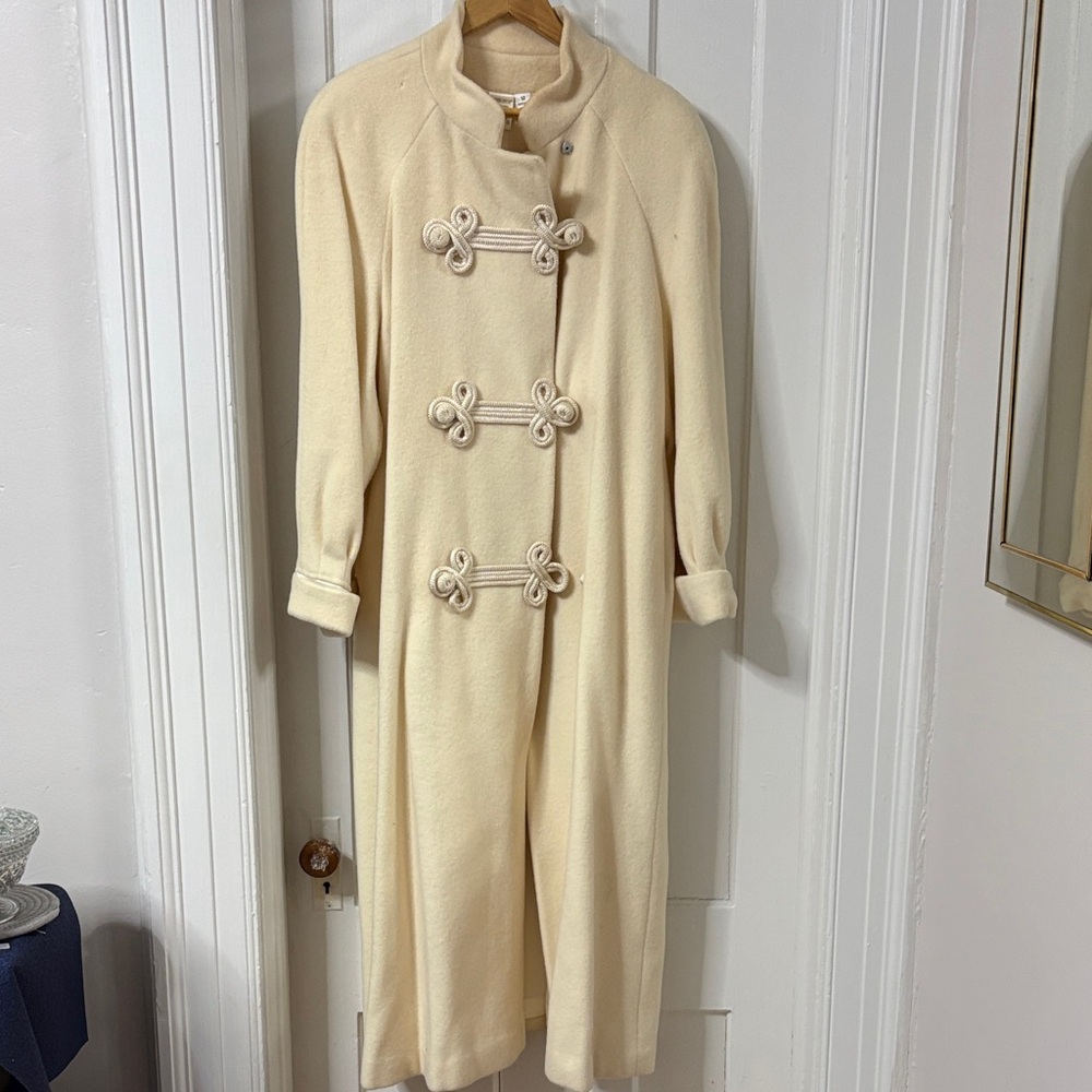 Spiegel Cream Long Coat with Decorative Frogs